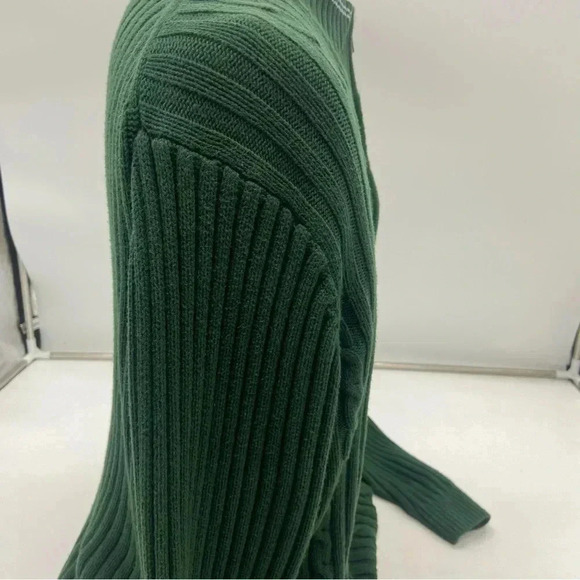 Tommy Hilfiger Mens Crest XL 1/4 Zip Cable Knit Sweater Cotton Hunter Green - Picture 6 of 9